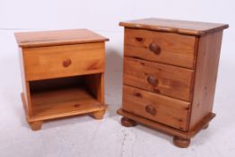A contemporary pine bedside cabinet toge