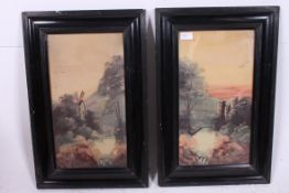 A pair of early 20th oil paintings in or