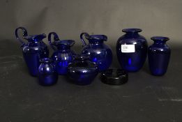 A collection of Bristol blue glass items