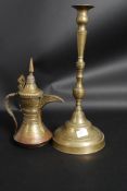A large 19th century Turkish brass candl