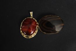 A gilded silver 925 agate stone large la