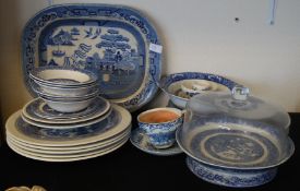 A large collection of blue and white wil