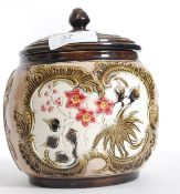 A 19th century majolica biscuit barrel c