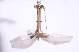 A 1930's Art Deco chrome and frosted gla