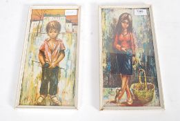 A pair of 1950's retro framed prints of