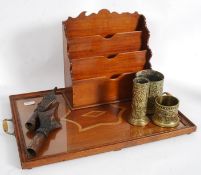 A mixed lot to include inlaid serving tr