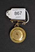 A open faced 18ct gold fob watch incorpo