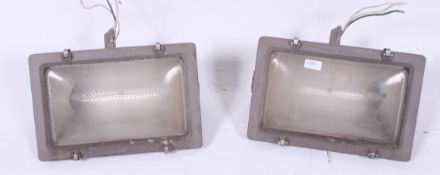 A pair of galvanised metal Industrial li