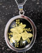 A white metal 925 silver and floral inta