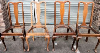 A set of 4 Queen Anne dining chairs in o
