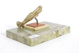 A late 20th century Onyx pen rest having