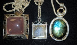 PENDANTS: A ladies silver 925 and labrad