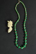 A Chinese Jade and pearl Chinese necklac