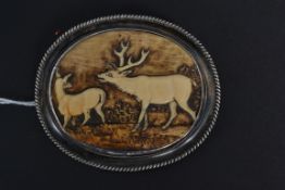 A Victorian white metal mounted bone car