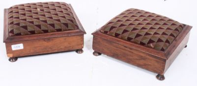 A pair of Victorian footstools standing