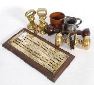 A mixed lot to include antique brass bel