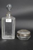 A silver collar cut glass decanter, Lond