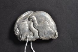 A silver plated vesta in the form of a r