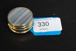 A 20th century brass and agate stone ins