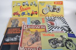 A collection of metal advertising motorc