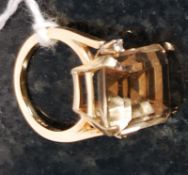 A 14k gold ladies large cushion cut topa