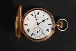 A Benson 9ct gold cased full hunter pock