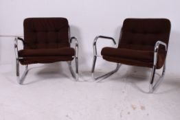 2 retro 1970's chrome and brown velour o