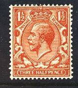PHILATELY; GB STAMP 1924 KGV 1½d Rare er