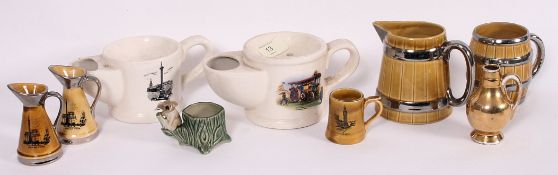 A pair of Wade shaving cups, one with tr