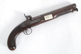 A 19th century percussion pistol with wa