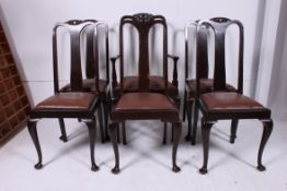 A set of 6 early 20th century solid oak
