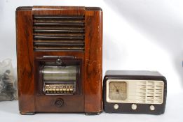 A 1950's walnut cased large valve radio