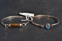 2 silver ladies bracelets, one with inse