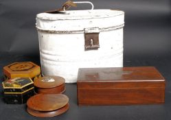 A collection of various boxes and tins a