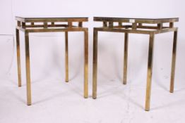 2 very good quality brass and smoked gla