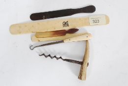 A Victorian bone paper knife with monogr