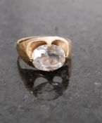A ladies 9ct gold hallmarked clear topaz