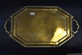 An unusual twin handled brass serving tr