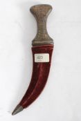 A 19th century brass inlaid kukrie knife