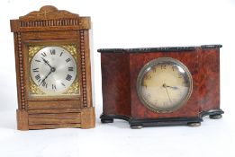 A 1940's French walnut cased mantel cloc