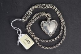 A silver 925 large ladies heart shaped p