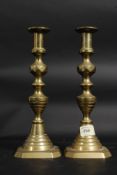 A pair of 19th century brass candlestick