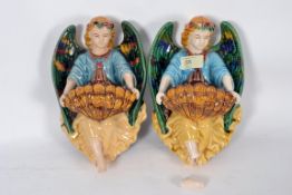 A pair of 20th century Majolica style wa