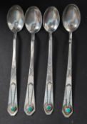 A set of 4 turquoise set American silver