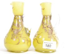 2 Victorian yellow glass gilded overlay