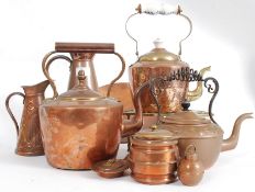 A collection of vintage copper items to