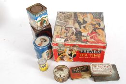 A collection of vintage advertising tins