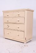 A Victorian painted pine 2 over 3 chest