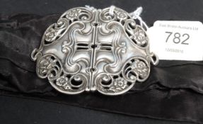 A cast silver hallmarked nurses belt buc