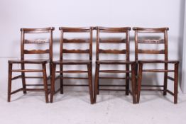A set of 4 Victorian beech and elm wood